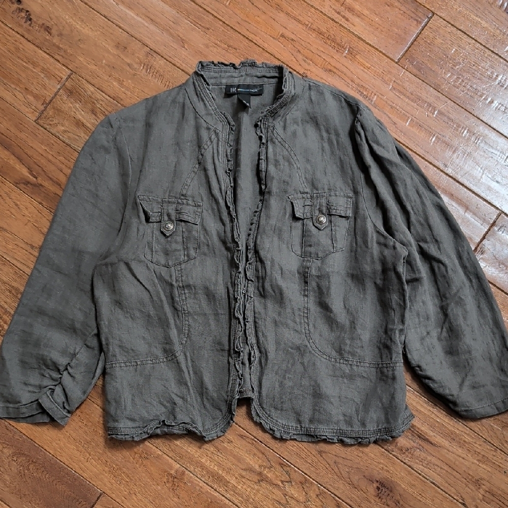 INC International Concepts Lightweight Linen Jacket - Charcoal
